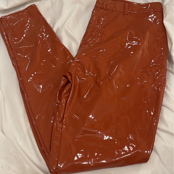 Patent Leather Pants Rust Color - Picture 2 of 5